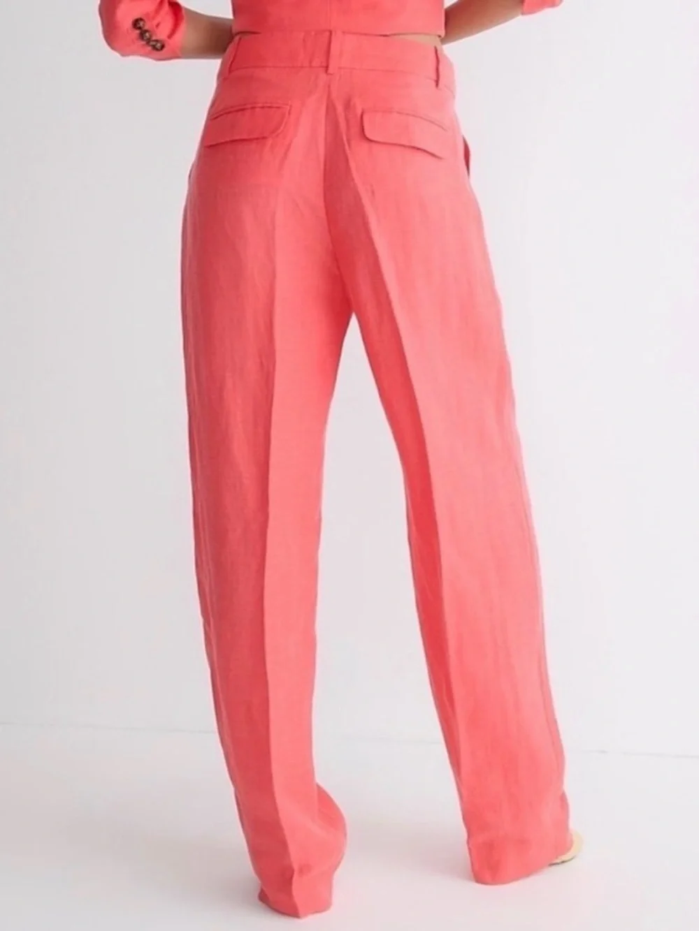 J. Crew Coral Straight-Leg High-Rise Trousers Size 4